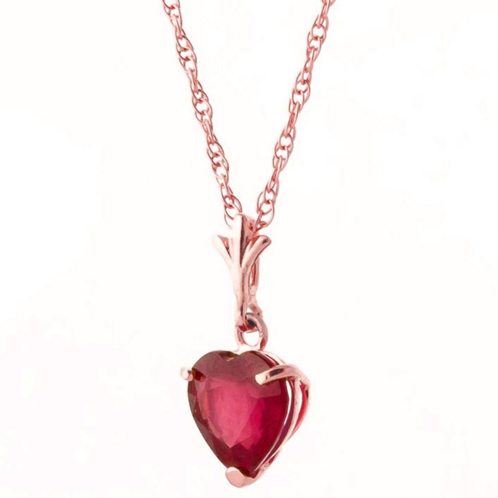 14K. SOLID GOLD NECKLACE WITH NATURAL HEART RUBY - Picture 2 of 11